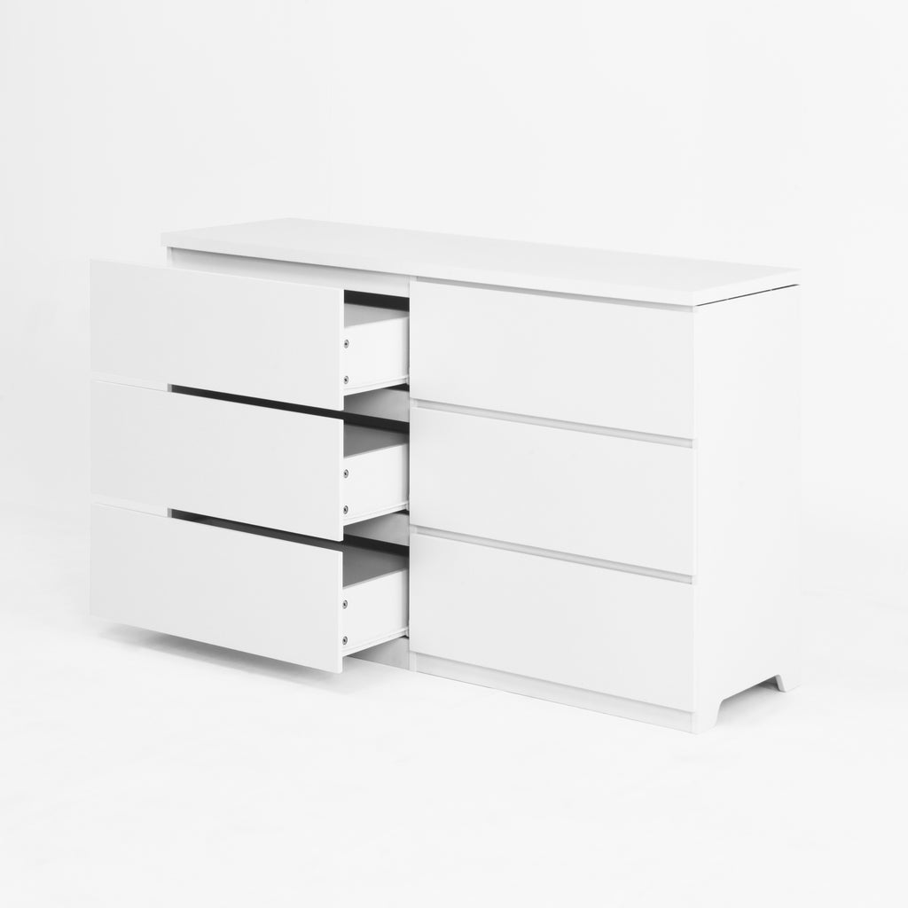 6 Drawer Storage Cabinet ,Dresser, Wood Storage Tower Clothes Organizer, Wide Chest of 6 Drawers, Large Storage Space for Bedroom, Hallway, Entryway Living Room White - Grand Goldman Shop