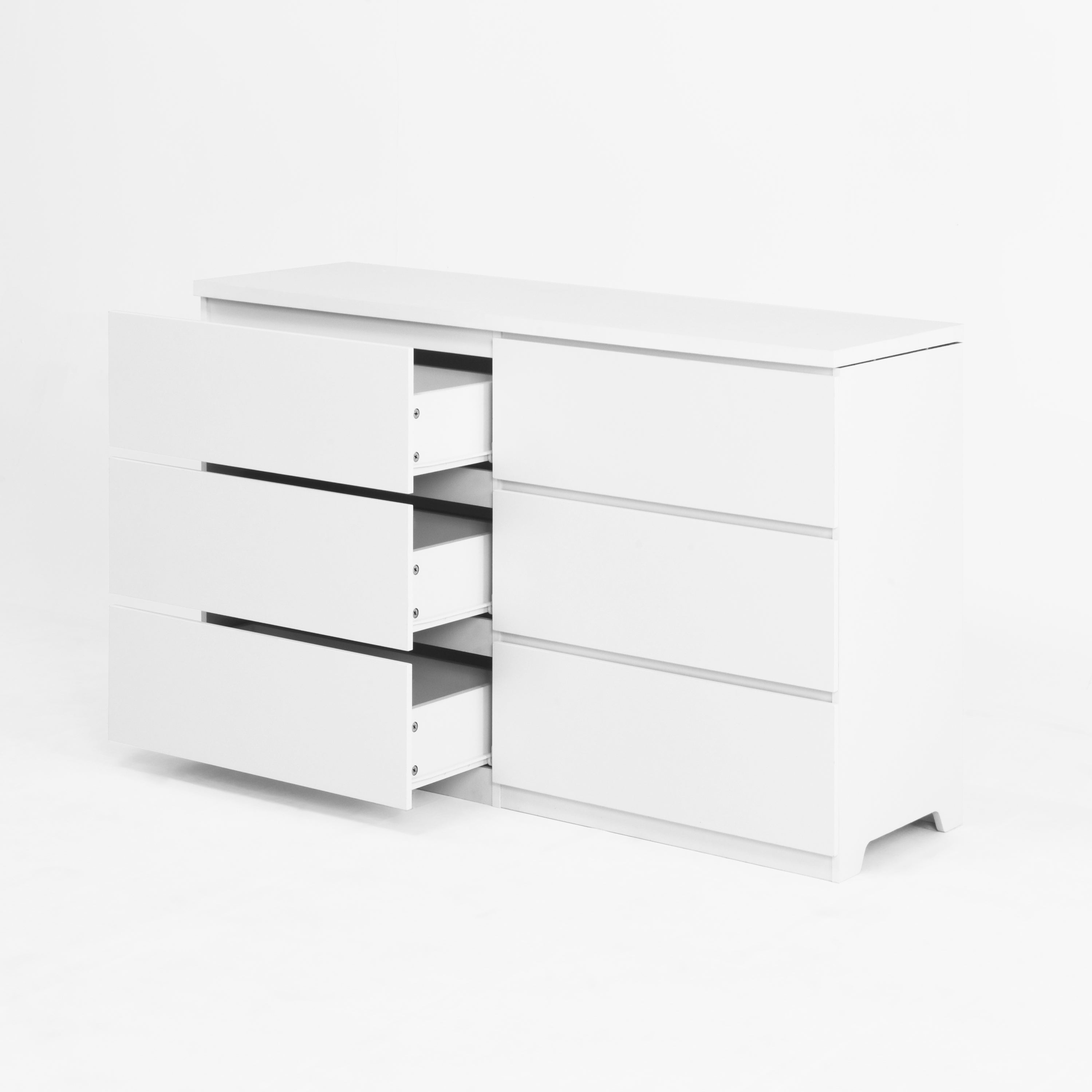 6 Drawer Storage Cabinet ,Dresser, Wood Storage Tower Clothes Organizer, Wide Chest of 6 Drawers, Large Storage Space for Bedroom, Hallway, Entryway Living Room White - Grand Goldman Shop
