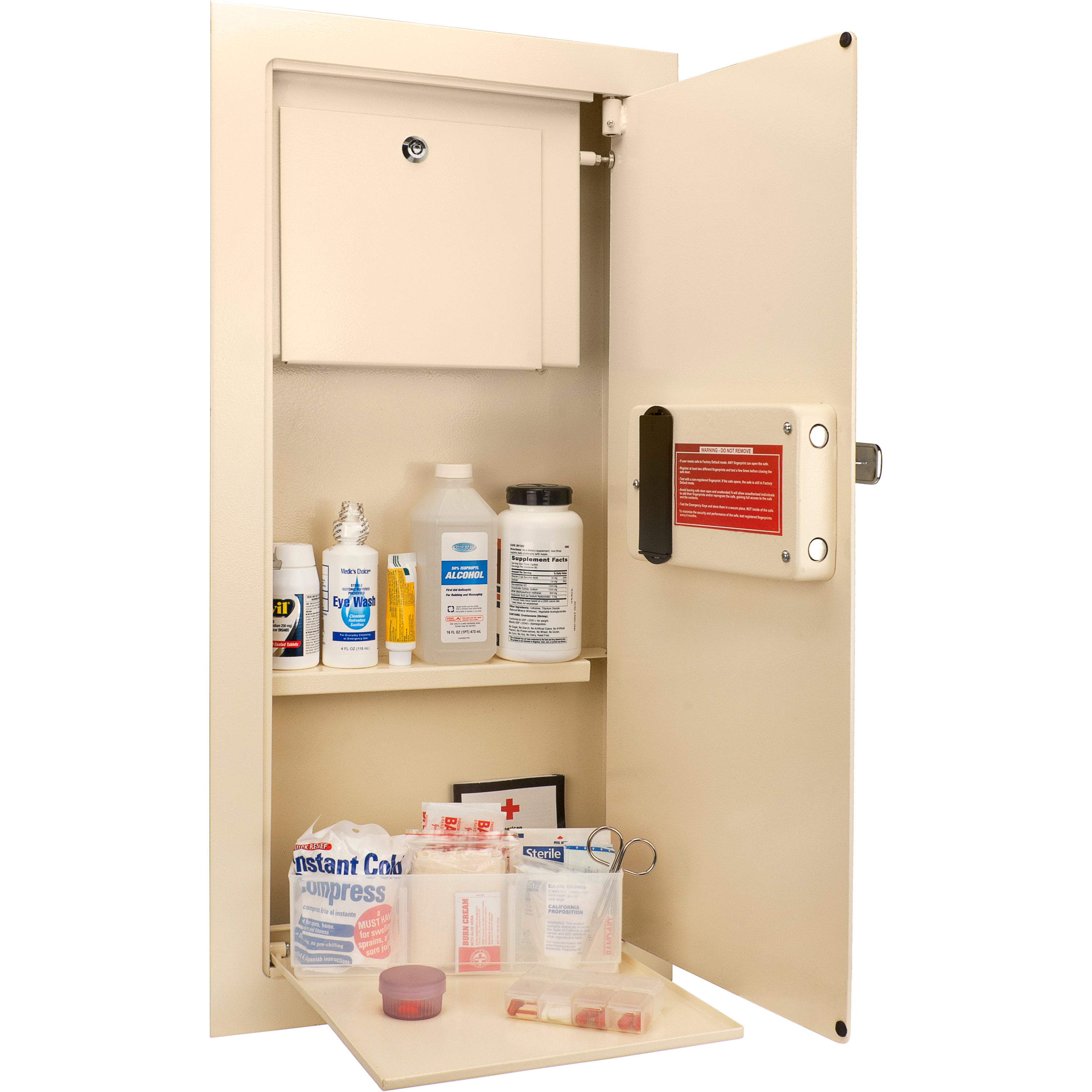 Biometric Wall Safe with 120-Fingerprint Module, Beige Steel, 0.82 Cubic Ft - Grand Goldman