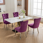 Nikki Collection Modern, High-end Tufted Solid Wood Contemporary Velvet Upholstered Dining Chair with Chrome Stainless Steel Plating Legs,Nailhead Trim,Set of 2,Purple and Chrome, SW1701PP - Grand Goldman Shop