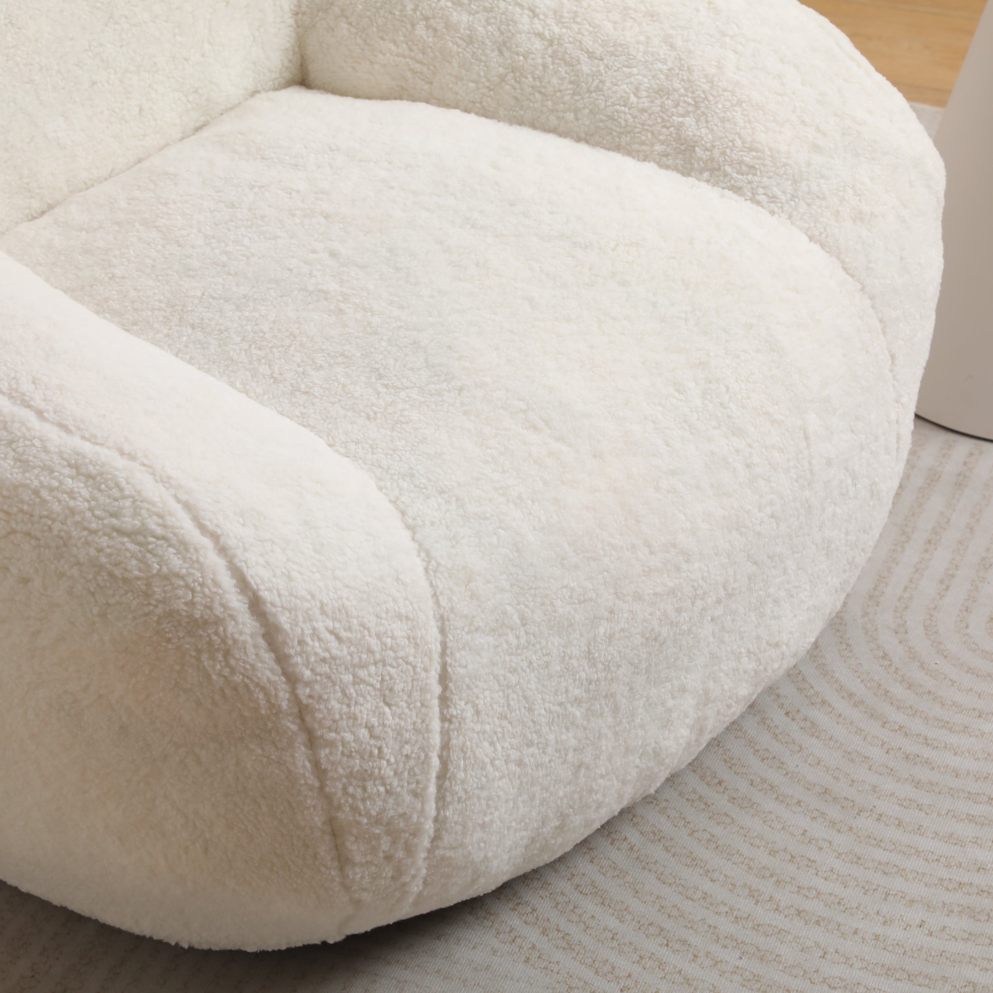 Giant Bean Bag Chair for Adults, Spacious Memory Foam Bean Bag Sofa with Armrests in Off White Teddy Fabric, Comfy Seating for Living Room or Bedroom - Grand Goldman Shop