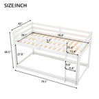 White Twin Over Twin Floor Bunk Bed with Ladder, Solid Pine Wood, 79.1''L x 42''W x 46.5''H - Grand Goldman Shop