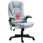 HOMCOM 6 Point Vibrating Massage Office Chair with Heat, Linen High Back Executive Office Chair with Reclining Backrest, Padd