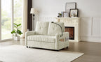 Modern 53.9' Loveseat Pull-out Sofa Bed with Adjustable Backrest, Cup Holders, Charging Ports & Side Storage in Beige Chenille - Grand Goldman Shop