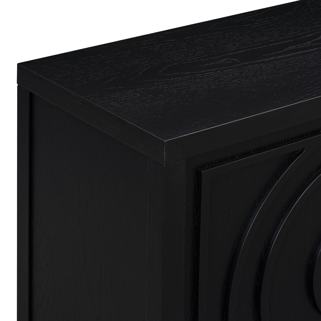 TREXM Retro Sideboard door with Circular Groove Design Round Metal Door Handle for Entrance, Dinning Room, Living Room (Black) - Grand Goldman Shop
