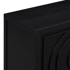 TREXM Retro Sideboard door with Circular Groove Design Round Metal Door Handle for Entrance, Dinning Room, Living Room (Black) - Grand Goldman Shop