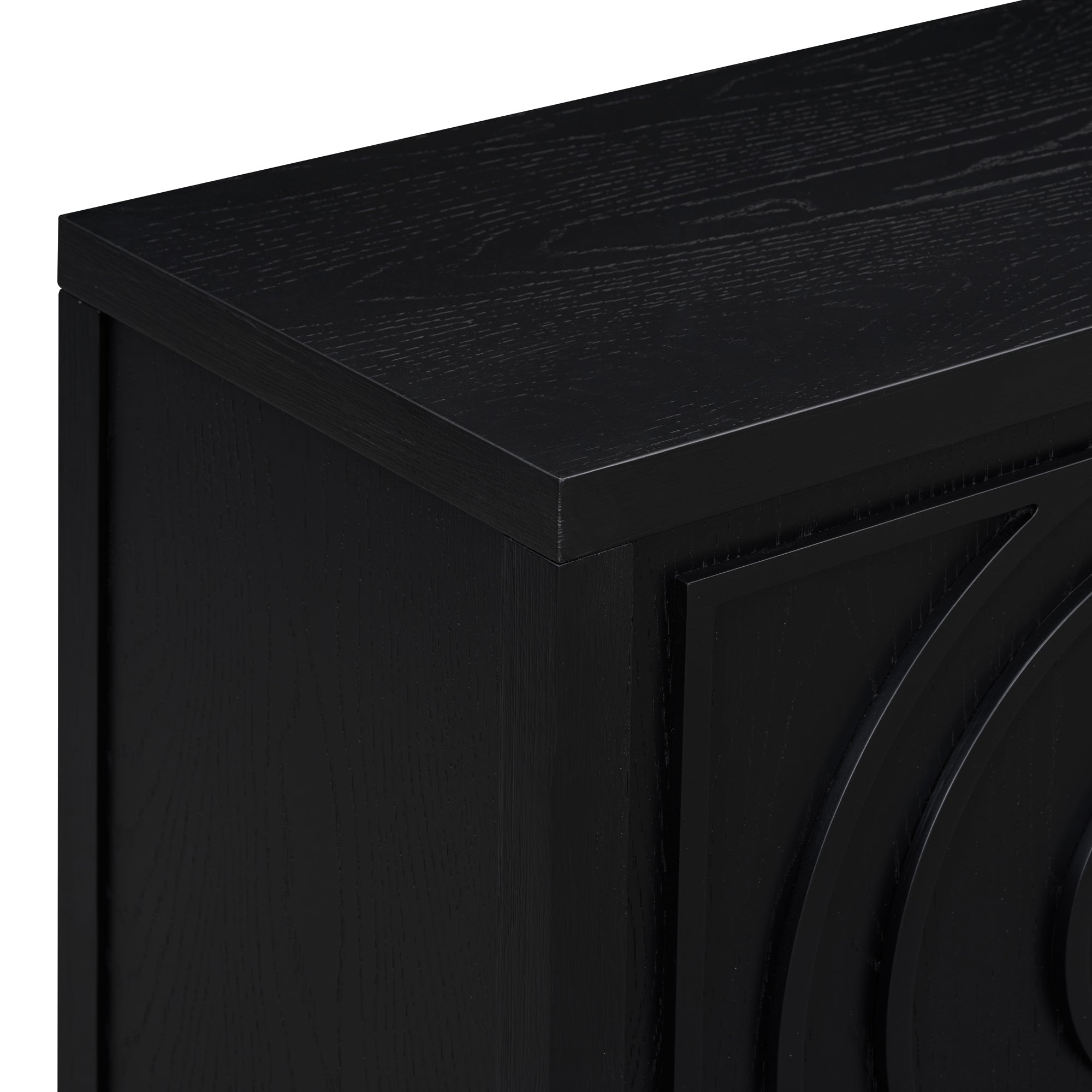 TREXM Retro Sideboard door with Circular Groove Design Round Metal Door Handle for Entrance, Dinning Room, Living Room (Black) - Grand Goldman Shop