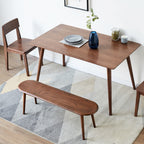 Natural Oak Wood Dining Bench Table Bench with Half-Round Design in Walnut Finish - Grand Goldman Shop