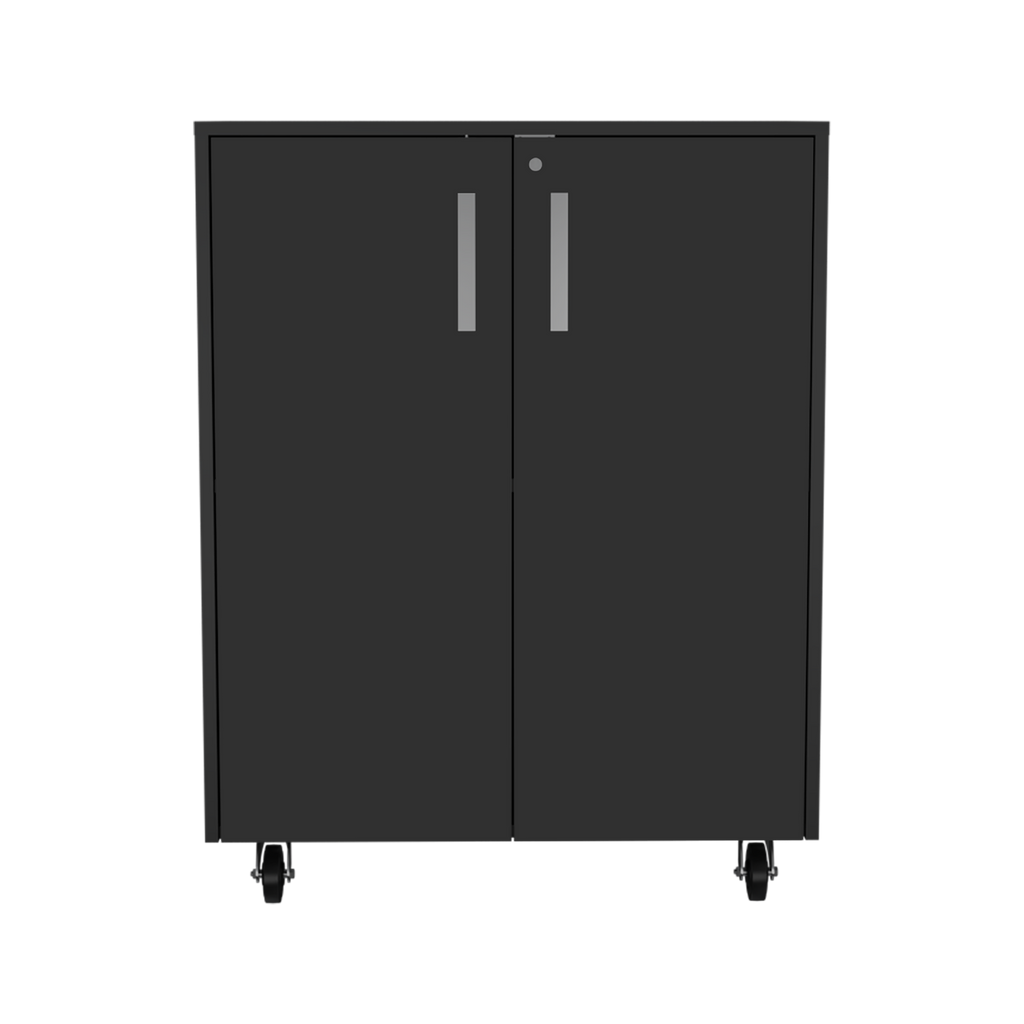 Storage Cabinet Lions, Double Door and Casters, Black Wengue Finish - Grand Goldman