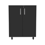 Storage Cabinet Lions, Double Door and Casters, Black Wengue Finish - Grand Goldman