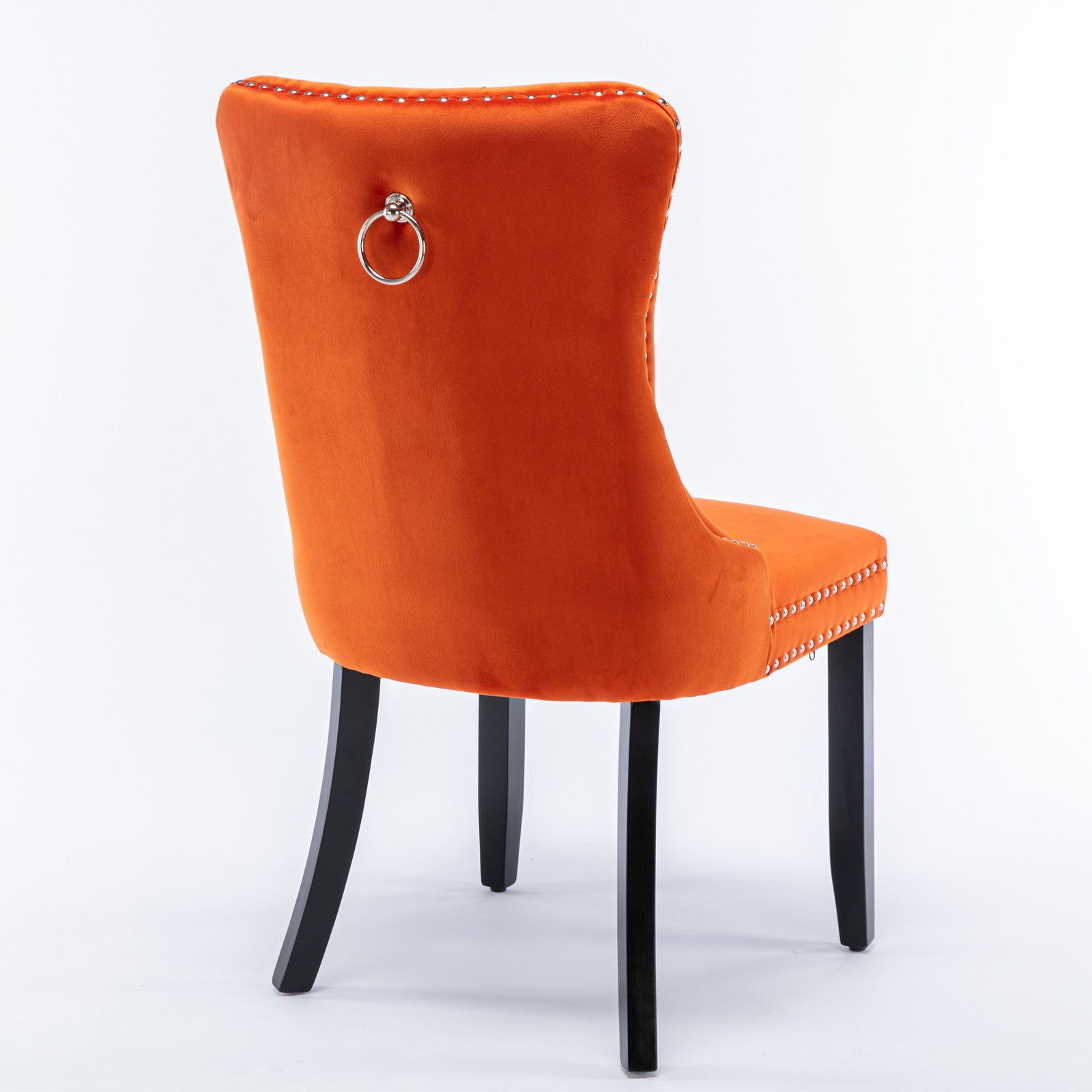 Nikki Collection Modern, High-end Tufted Solid Wood Contemporary Velvet Upholstered Dining Chair with Wood Legs Nailhead Trim 2-Pcs Set, Orange, SW2001OG - Grand Goldman Shop