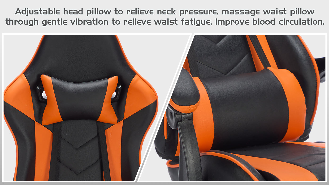 Gaming Chair with Footrest, Ergonomic Computer Chair with Headrest and Lumbar Support, Breathable Material Height Adjustable 