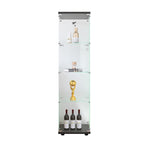 Glass Display Cabinet 4 Shelves with Door, Floor Standing Curio Bookshelf for Living Room Bedroom Office, 64.7'*16.7'*14.3', 
