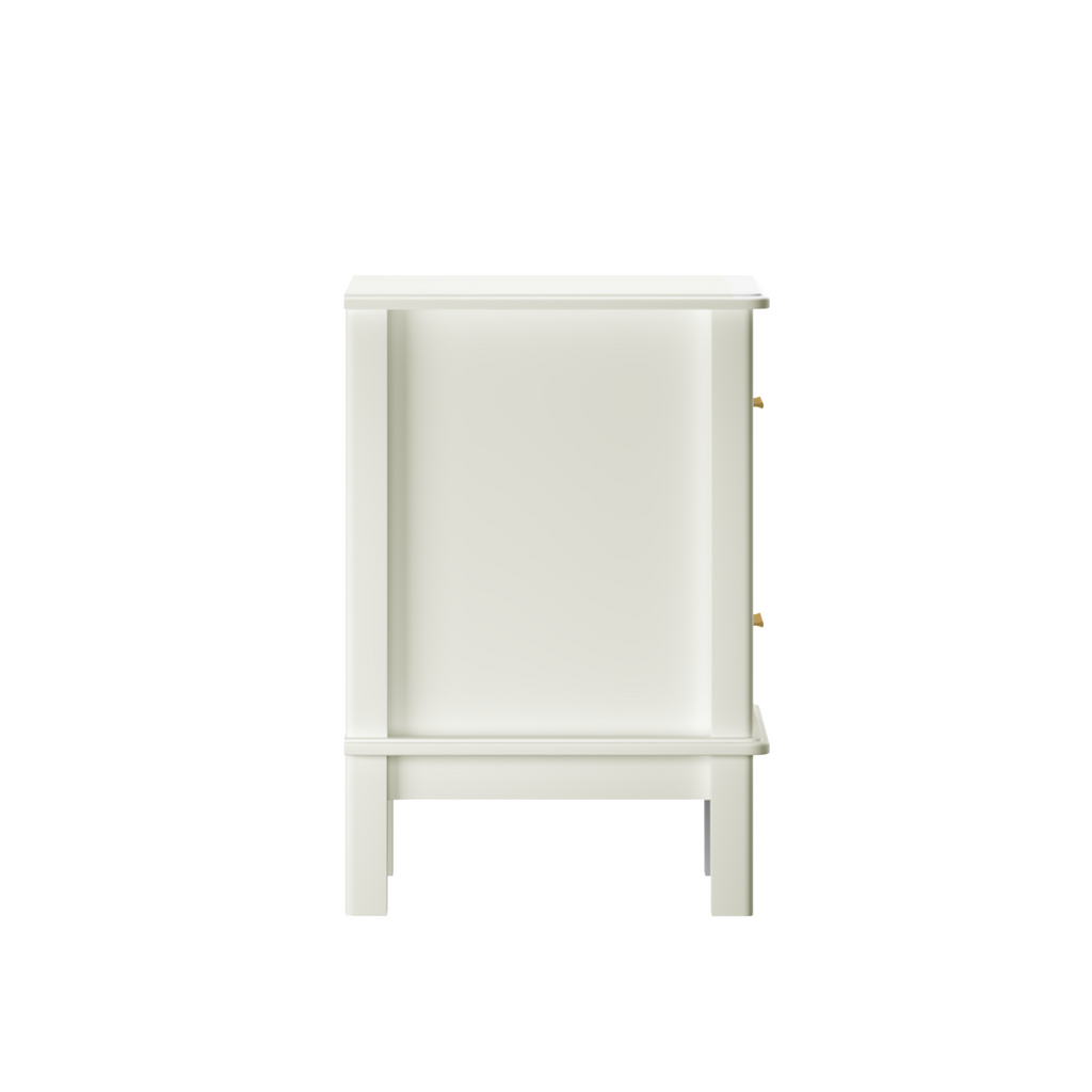 Modern  Nightstand with 2 Drawers, Bedroom Bedside Table with Gold Handles, Sturdy Wood Accent Table for Small Spaces, Living Room, Kids Room & Guest Room-Off White - Grand Goldman Shop