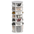 Rotating Shoe Rack Tower, 7-Tier Spinning Shoe Rack, Free Standing 360° Revolving Shoe Organizer,  High Bottom Design Shoe Tower Spinning Storage Lazy Susany, Fits 28 Pairs of Shoes (7-Tier White) - Grand Goldman Shop