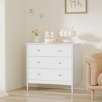 3 Drawer Dresser Chest, Modern White Storage Cabinet, MDF Wood Organizer for Bedroom, Living Room, Entryway, Small Space Furniture - Grand Goldman Shop