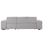Modern Reversible L-Shape Pull Out Sleeper Sofa with Storage Chaise and Stools, Gray Linen, 104.5' - Grand Goldman Shop
