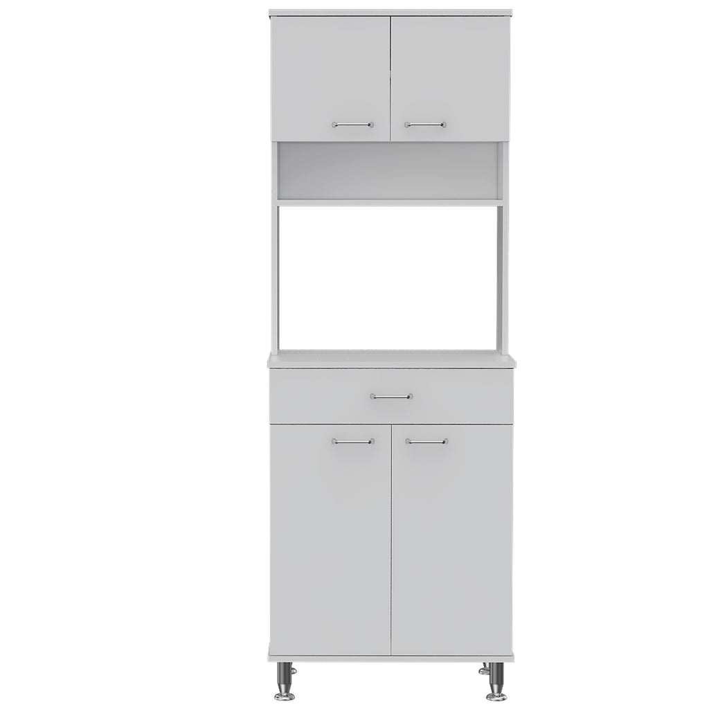 Della 60 Kitchen Pantry with Countertop, Closed & Open Storage -White - Grand Goldman
