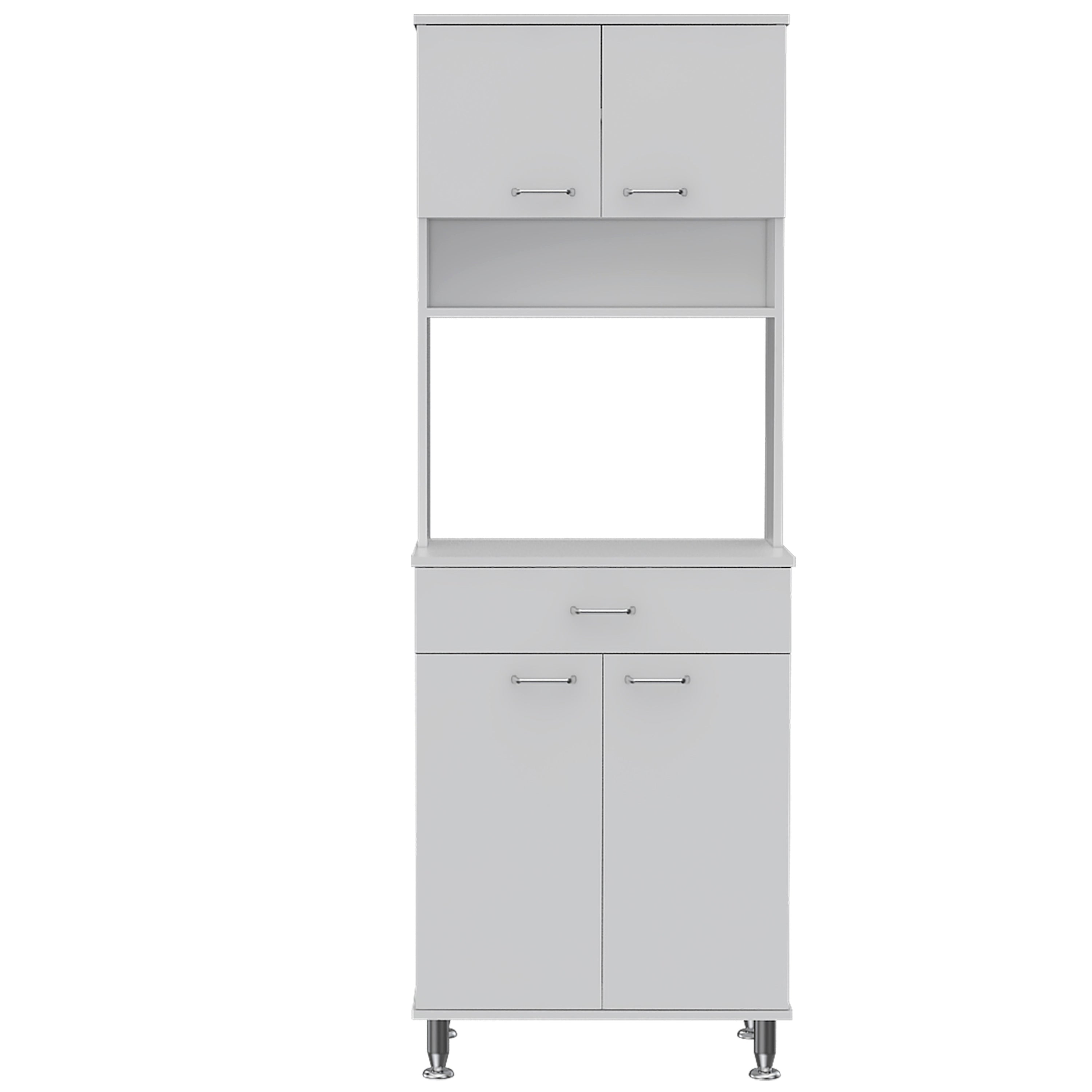 Della 60 Kitchen Pantry with Countertop, Closed & Open Storage -White - Grand Goldman