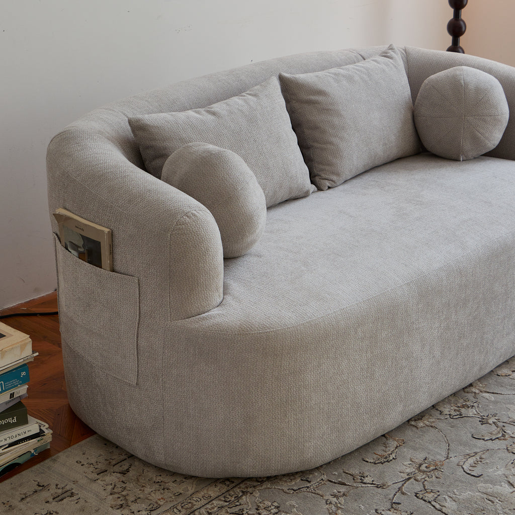 Sofa-in-a-Box, Memory Foam 2-Seater Couch, No Installation & Easy to Transport, Deep Seat Modern Sofa with chenille Fabric, Couch for Living Room, Bedroom, Apartment, Home Office,Gray - Grand Goldman Shop