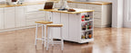 K&K 53inch Large Kitchen Island with Drop Leaf,Power Outlet,Door Internal Storage Rack,Rolling Kitchen Cart on 5 Wheels with 5 Open Side Racks for Kitchen,White (Two Packages)(Stools not included) - Grand Goldman Shop