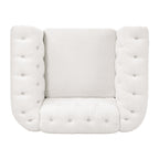 Modern Teddy Velvet 1 Seater Sofa for Living Room, White, Acrylic Legs, 38.98'W x 32.09'D x 28.35'H - Grand Goldman Shop