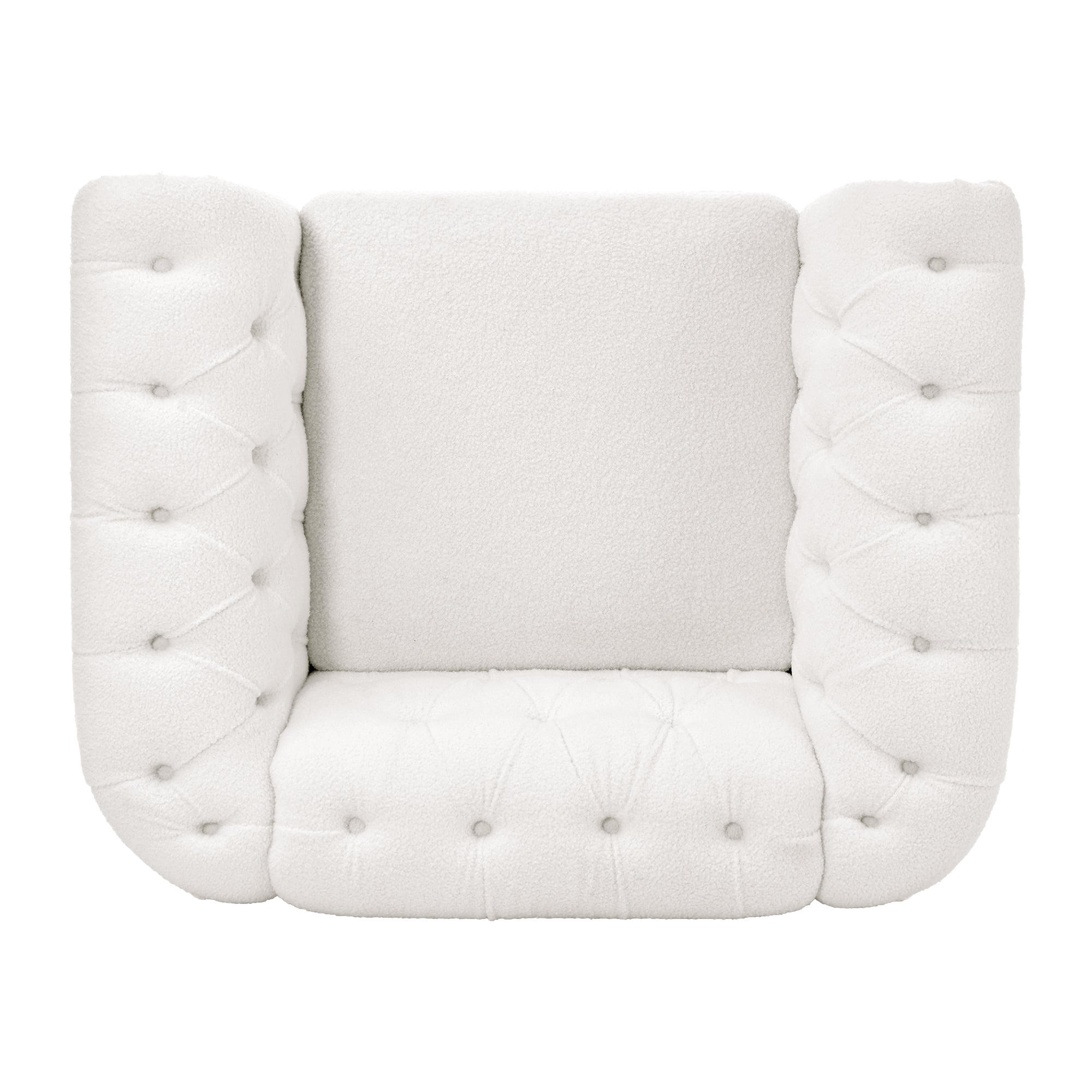 Modern Teddy Velvet 1 Seater Sofa for Living Room, White, Acrylic Legs, 38.98'W x 32.09'D x 28.35'H - Grand Goldman Shop