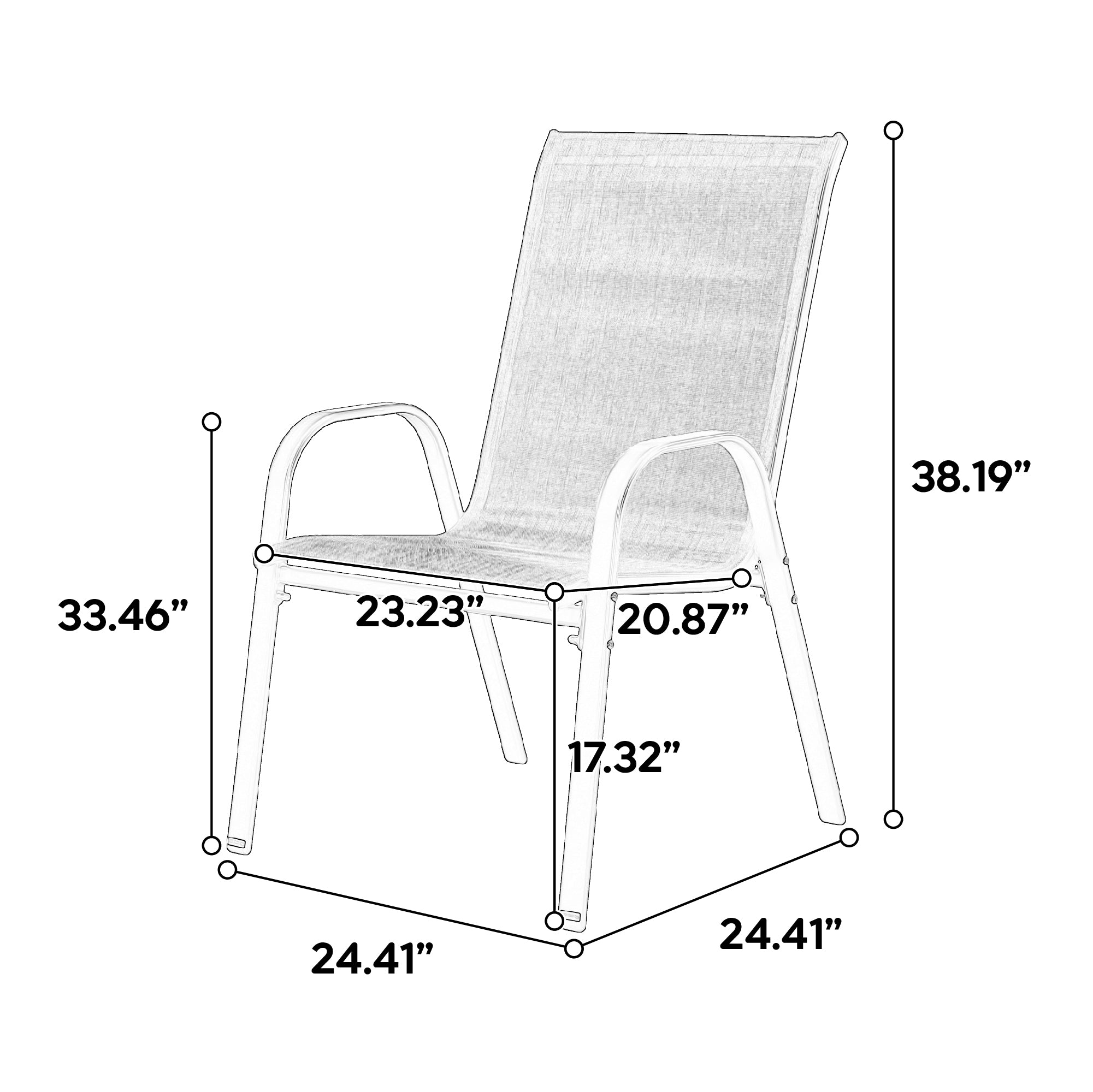 8 Piece Patio Chairs, Outdoor Camping Chairs with Breathable Textilene Fabric, Set of 2 Garden Chairs with Armrest High Backr
