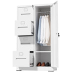 Metal Storage Vertical Filing Cabinet with Lock, Steel File Locker with 4 Drawers and 1 door for School, Living Room, Bedroom