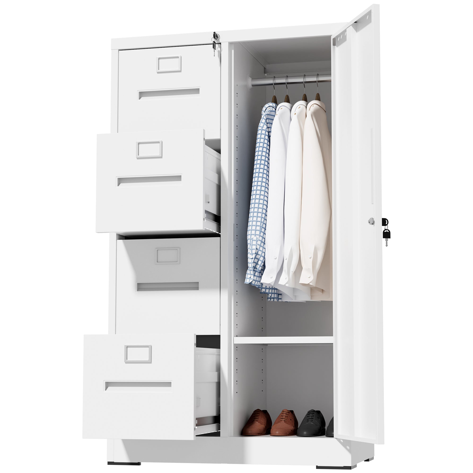 Metal Storage Vertical Filing Cabinet with Lock, Steel File Locker with 4 Drawers and 1 door for School, Living Room, Bedroom