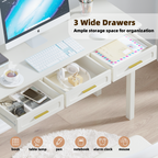 Cream White Vanity Desk with 3 Drawers, Modern Makeup Table or Writing Desk, Multipurpose Dressing Table for Bedroom, No Mirror Included - Grand Goldman Shop