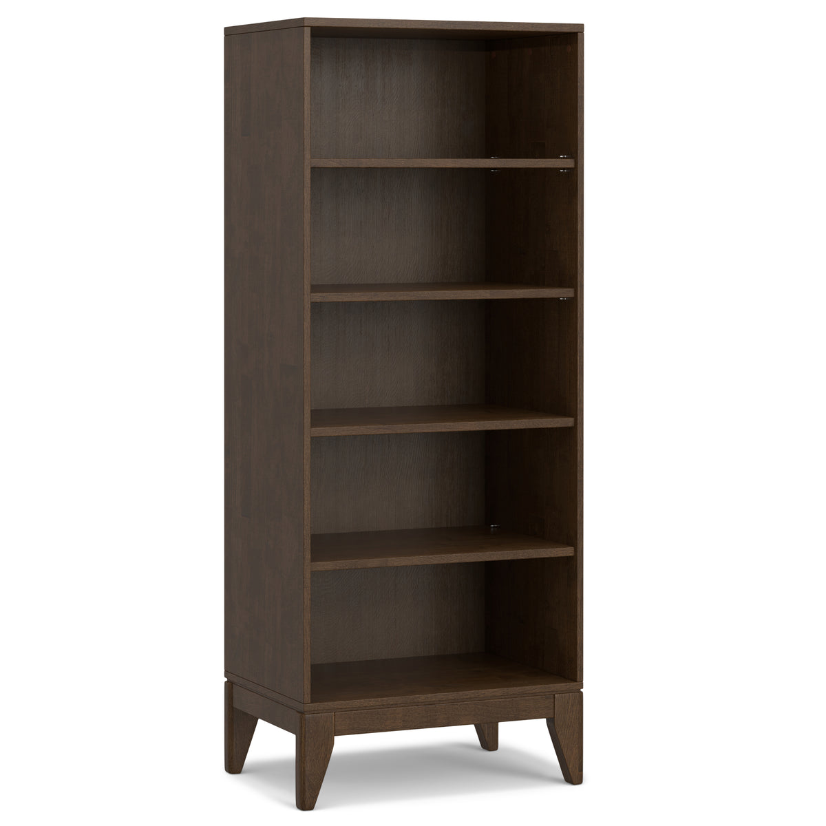 Harper 5 Shelf Bookcase in Walnut Brown with Solid Wood Construction and Mid-Century Modern Design | Premium Home Decor - Gra