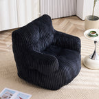 010-Soft Fluffy Corduroy Fabric Bean Bag Chair Filled With Memory Sponge,Black - Grand Goldman Shop