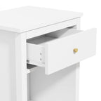 26.77''H White Wooden Nightstand with One Drawer and Shelf, Golden Handle, MDF Construction for Kids and Adults - Grand Goldman Shop