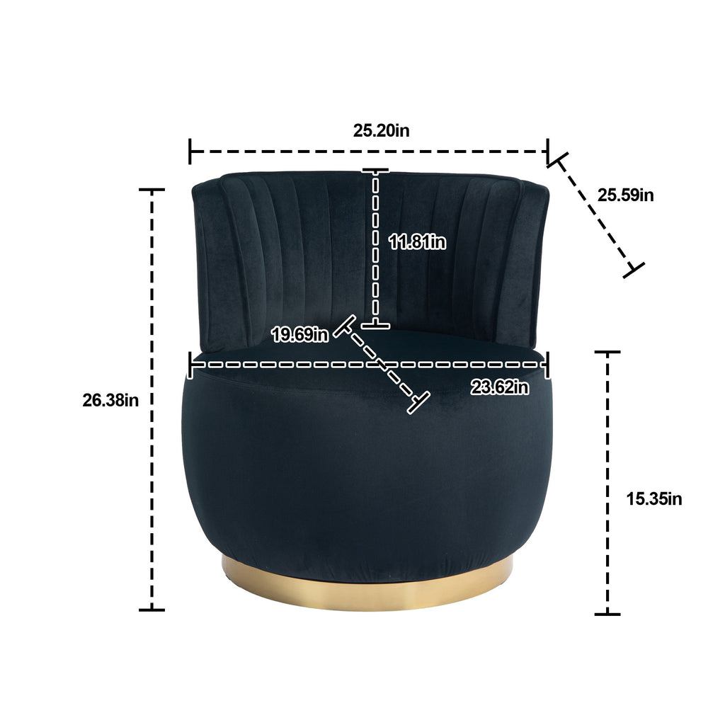 COOLMORE Swivel Barrel Chair, 360 Degree Round Armchair with Fluffy Velvet Upholstery for Living Room, Bedroom, Office - Grand Goldman Shop