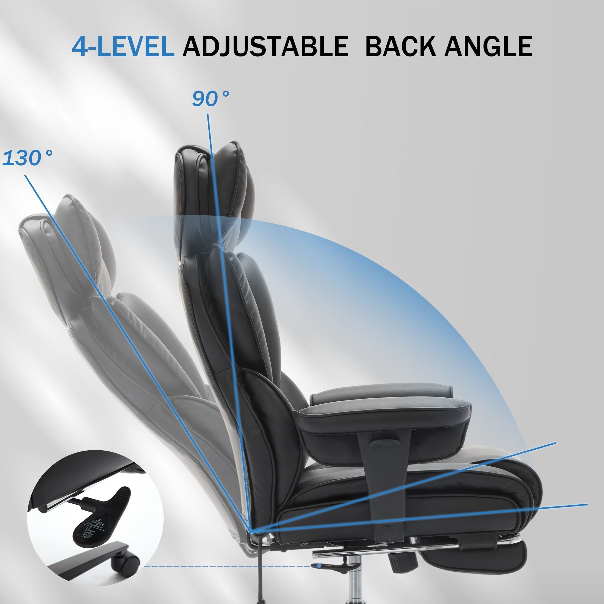 Office Chair with Foot Rest and Waist Lumber Support, Ergonomic Gaming Chair with Adjustable Height Headrest, High-Back Leath
