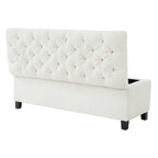 Ottoman Bench with Storage, White Boucle Surface, Rubber Wood Legs, 300 lbs Capacity - Grand Goldman Shop
