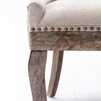 A&A Furniture Ultra Side Dining Chair with Thickened Fabric and Bronze Nail Head, Beige, Set of 2 - Grand Goldman Shop