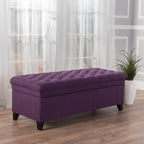 Juliana Storage Ottoman Purple Fabric with Birch Legs 50x20.5x18.3 Inch - Grand Goldman Shop