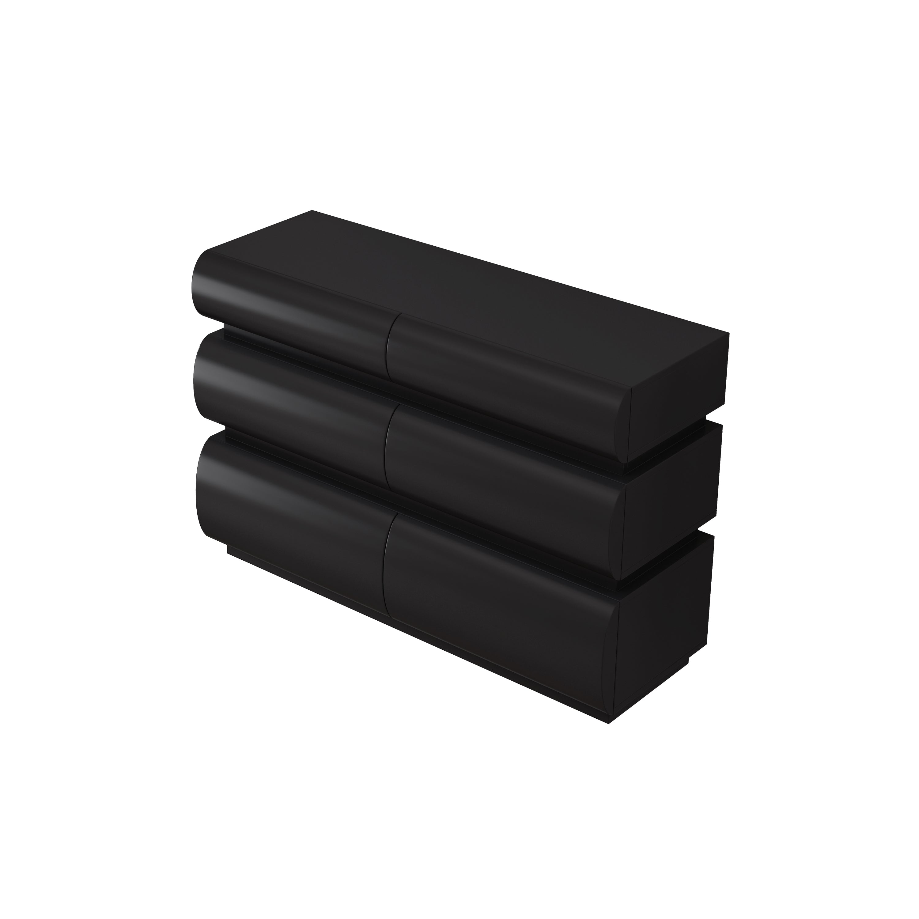 Minimalist Modern 6 Drawer Dresser in Black, Handle-Free Design with Wide Storage, MDF Construction, 43.31 x 15.75 x 29.53 inches - Grand Goldman Shop