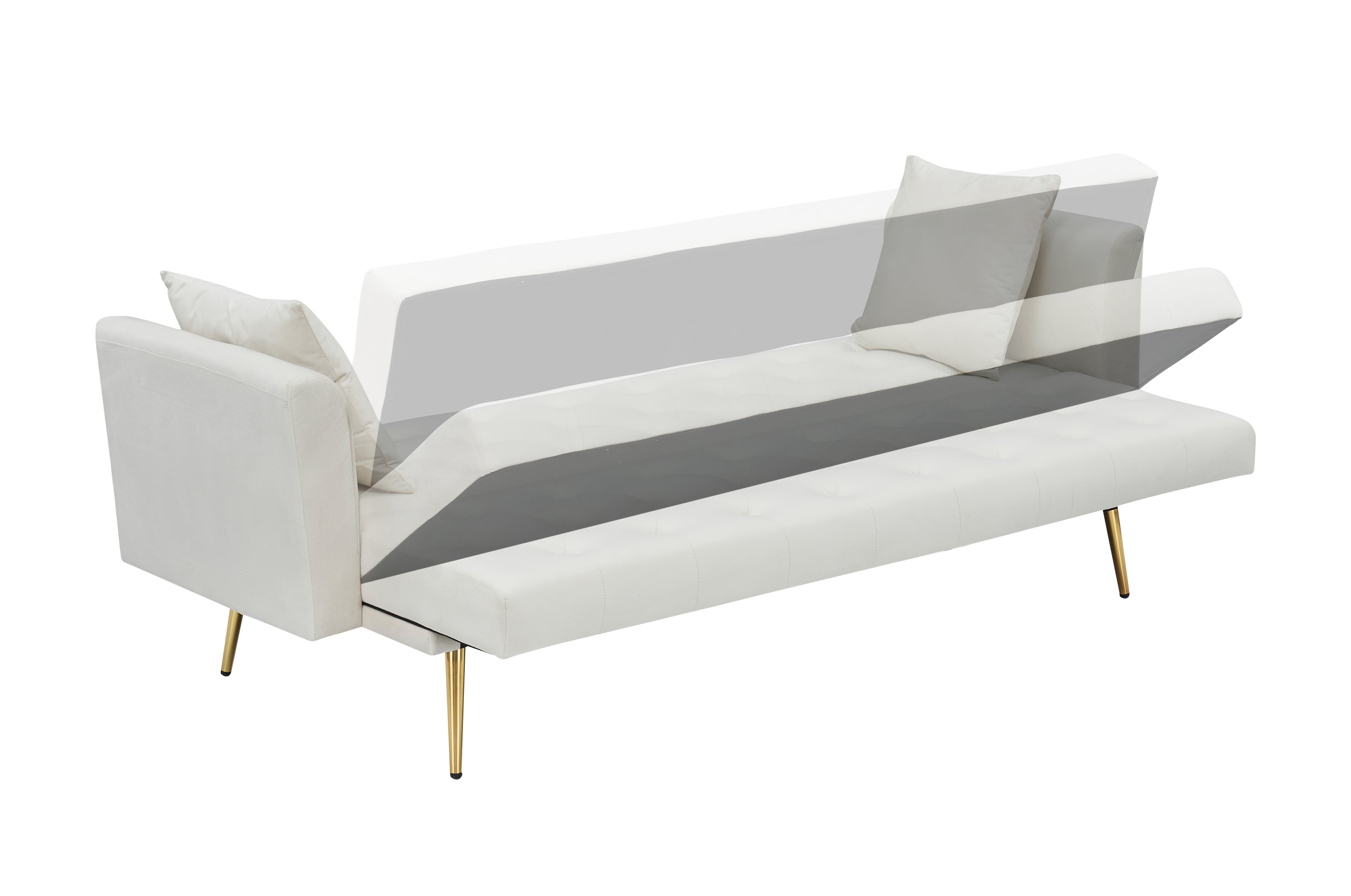 71 inch convertible love seat sofa, American retro beige velvet, suitable for small living room, bedroom, office - Grand Goldman Shop