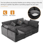 Stylish Modular U-Shaped Sectional Sofa with USB Ports, Black Chenille, 86.6' - Grand Goldman Shop