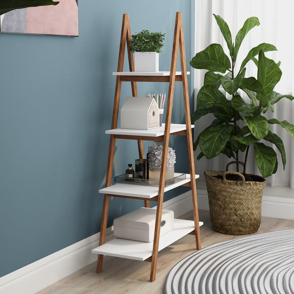 Solid bamboo wood oxford 'A' frame ladder display bookshelf - Grand Goldman Shop