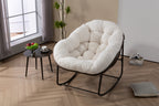 Outdoor Rattan Rocking Chair,Padded Cushion Rocker Recliner Chair Outdoor for Front Porch, Living Room, Patio, Garden, White - Grand Goldman Shop