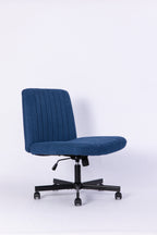 Modern Linen Blue Criss Cross Office Chair with Adjustable Height, Ergonomic Design, and Breathable Fabric in Blue Linen Mate
