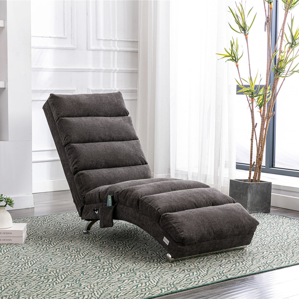 Ergonomic Linen Massage Chaise Lounge with Remote Control, Dark Gray, Electric Massage Lounger with 5 Modes - Grand Goldman Shop