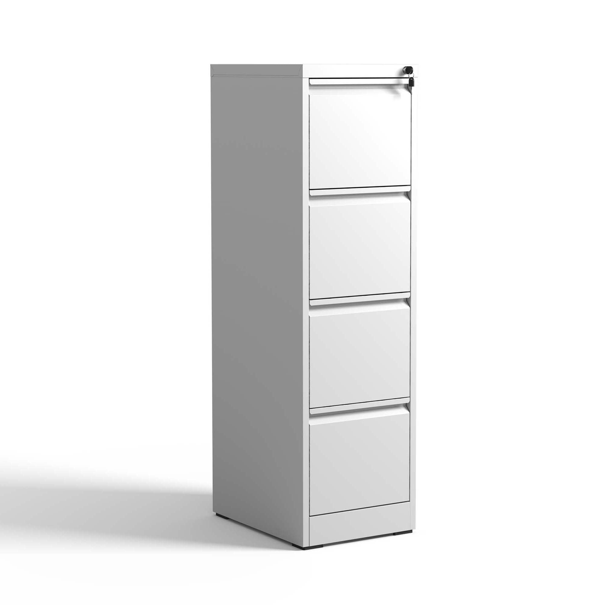 SteelCraft Pro 4 Drawer Vertical File Cabinet with Lock for A4 Legal/Letter Size, White Metal - Grand Goldman