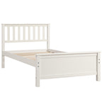 Twin Size Wood Platform Bed with Headboard, Footboard, Wood Slat Support, White Finish - Grand Goldman Shop