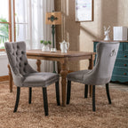 Nikki Collection Modern, High-end Tufted Solid Wood Contemporary Velvet Upholstered Dining Chair with Wood Legs Nailhead Trim 2-Pcs Set,Gray, SW2001GY - Grand Goldman Shop