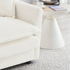 Comfy Deep Single Seat Sofa Upholstered Reading Armchair Living Room Chair White Chenille Fabric , 1 Toss Pillow - Grand Goldman Shop